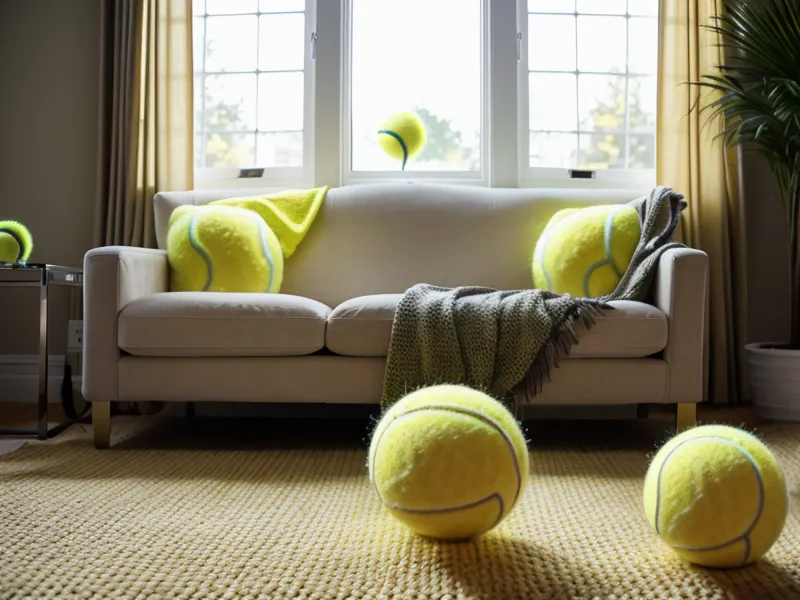 A tennis ball on the floor used for a functional joint mobility test.