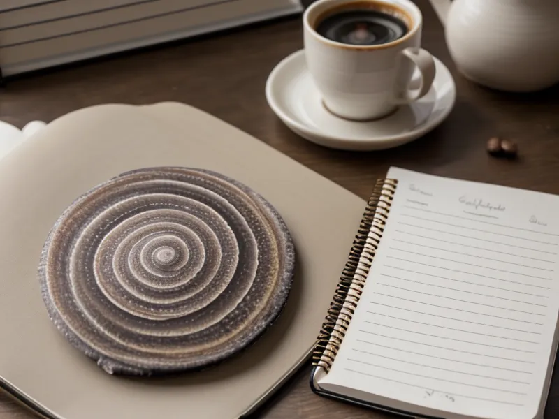 A close-up of a retired coach tracking his joint stiffness in a notebook.