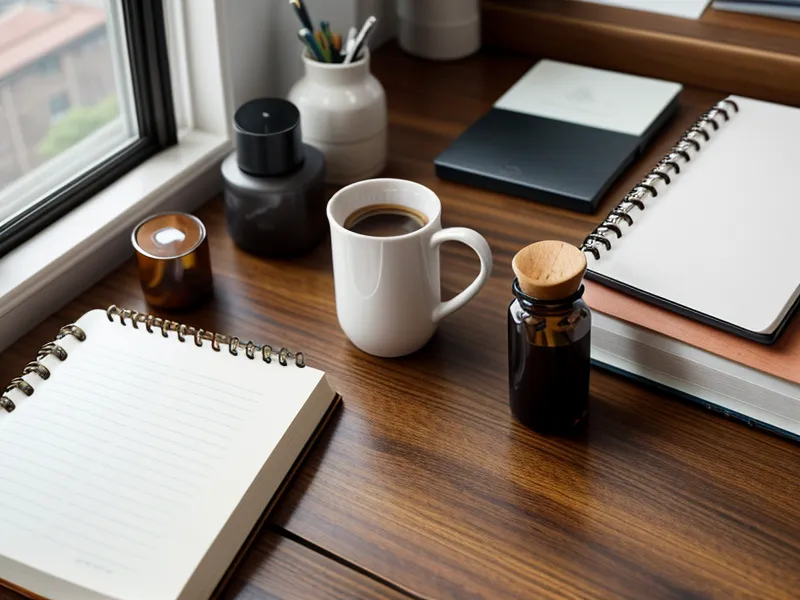 A hand holding a generic supplement bottle next to a tracking notebook.